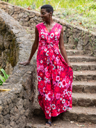 SIENNA dress Flower Power Burgundy - Lesley Evers - Dress - Flower Power - Shop