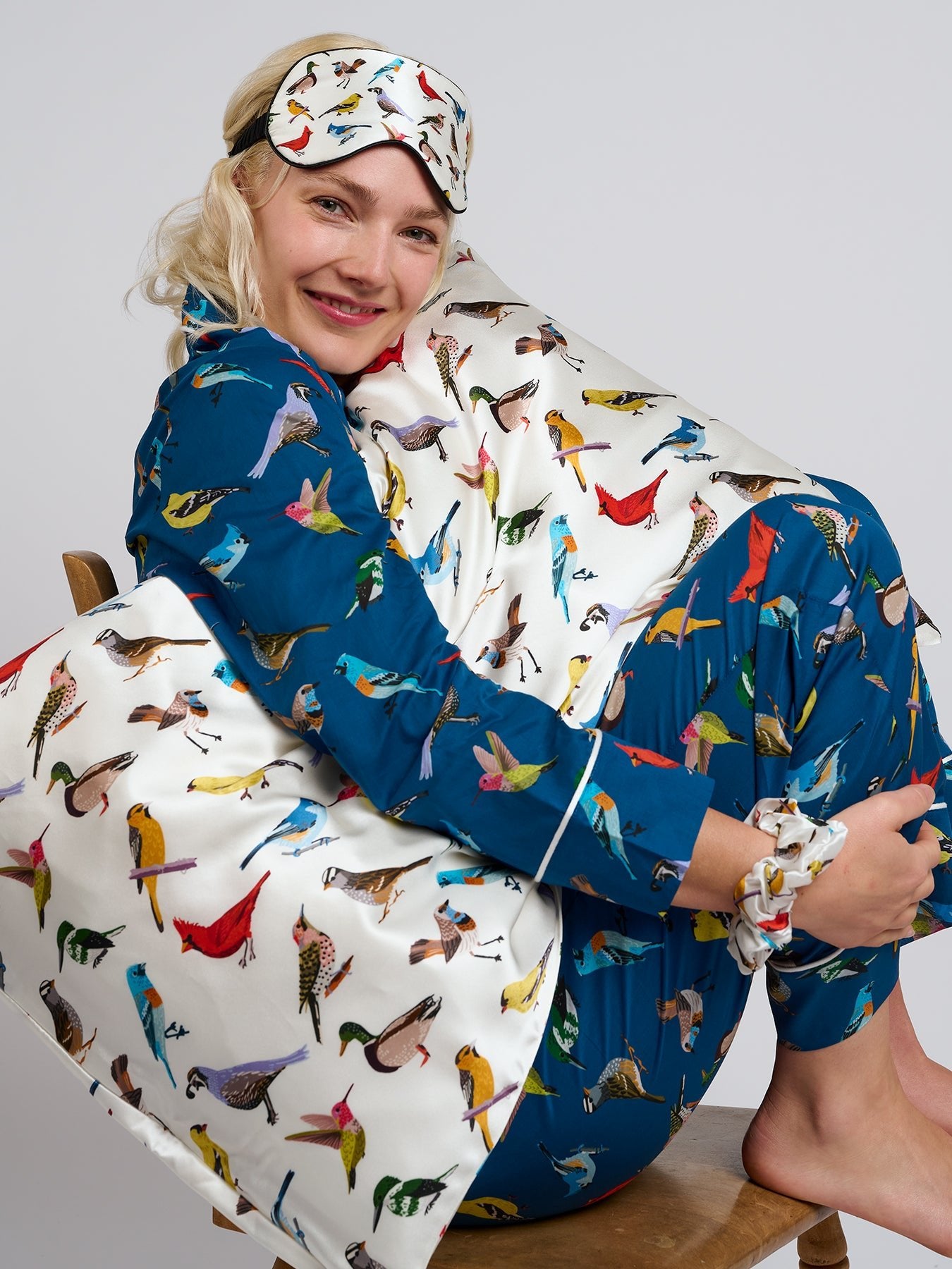 SILK SLEEP SET Birds - Lesley Evers - 23blueset - Accessories - accessory