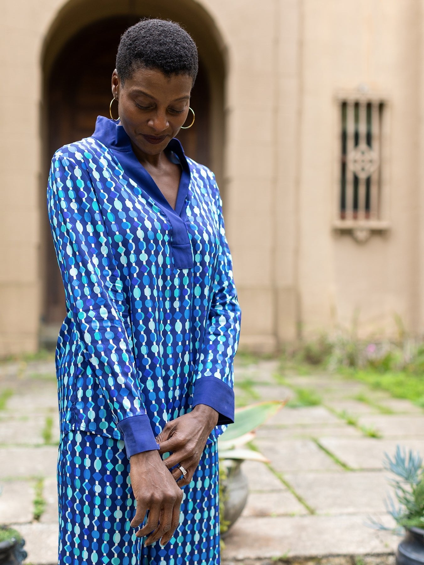 SIMONE blouse Beads Navy - Lesley Evers - 