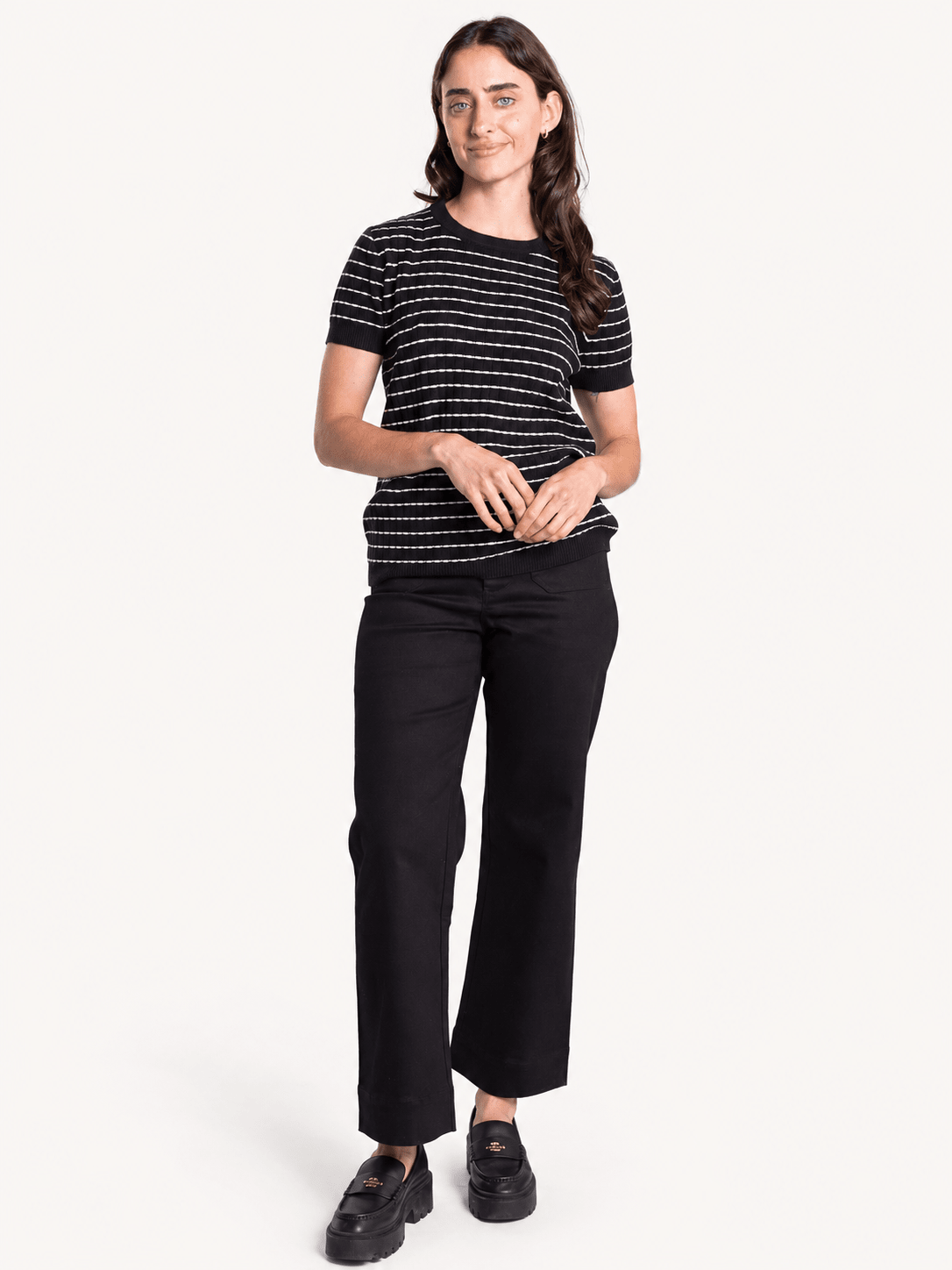 SKYLAR knit top Black and White - Lesley Evers-knit-knitwear-new