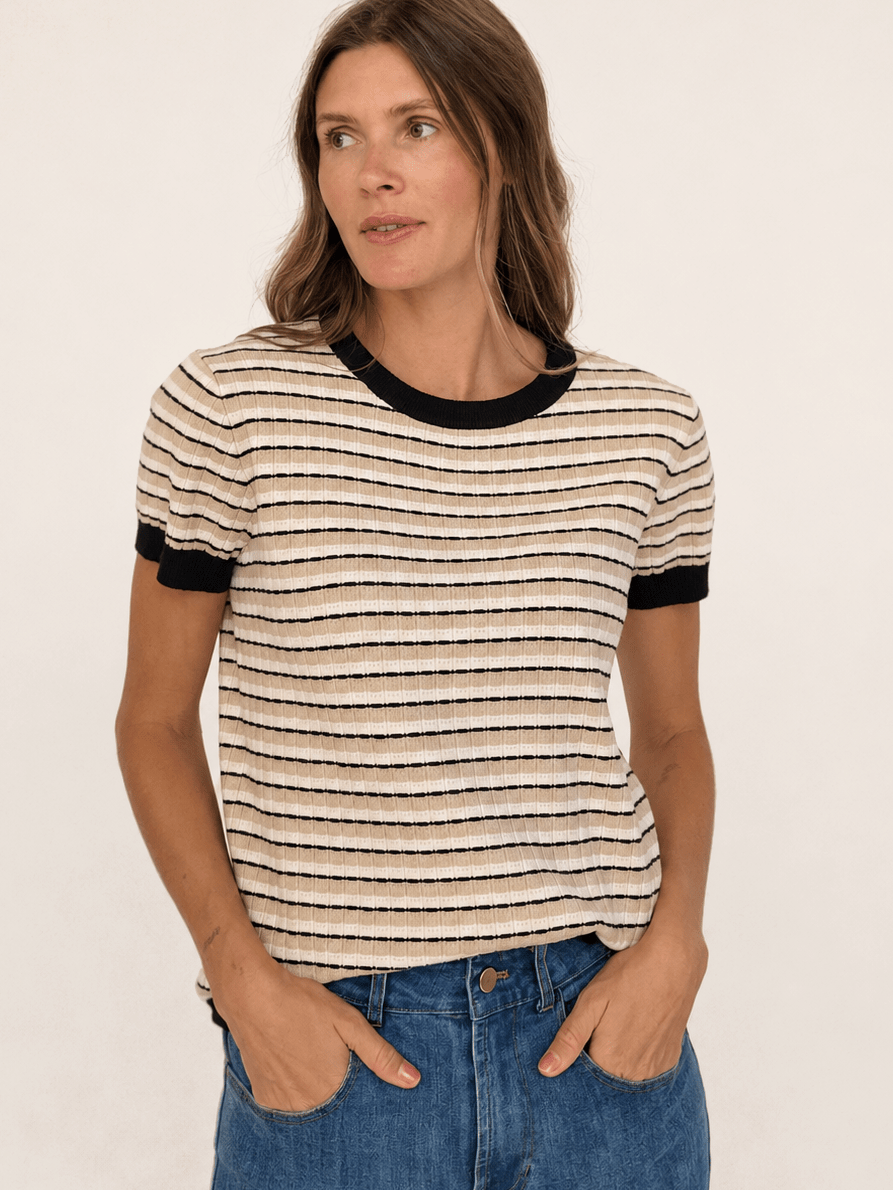 SKYLAR knit top Camel - Lesley Evers-knit-knitwear-new