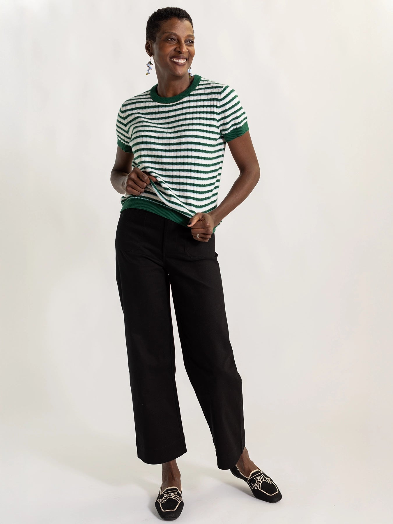 SKYLAR knit top Green and White - Lesley Evers - knit - knitwear - Shop