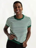 SKYLAR knit top Green and White - Lesley Evers-knit-knitwear-new