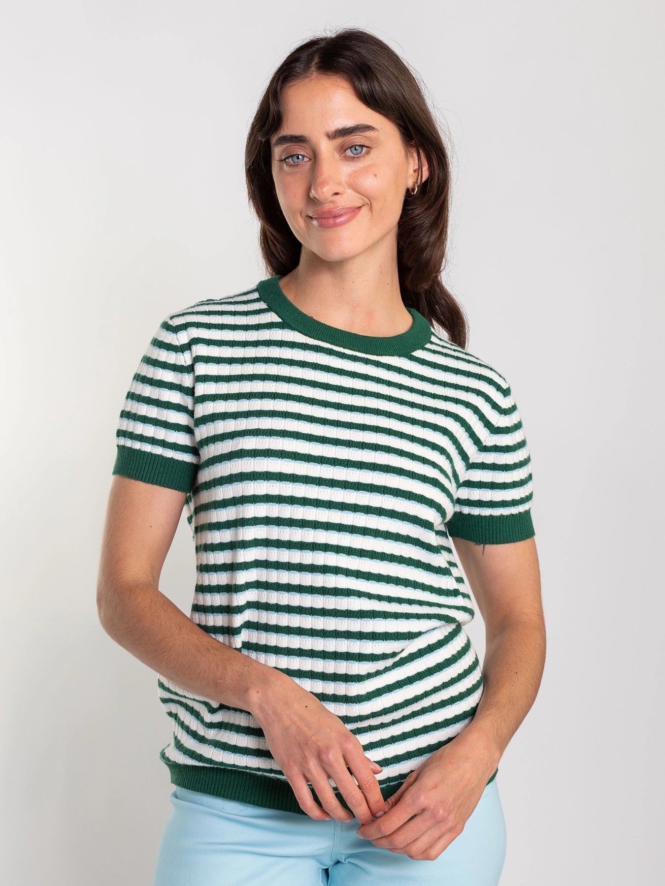 SKYLAR knit top Green and White - Lesley Evers - knit - knitwear - Shop
