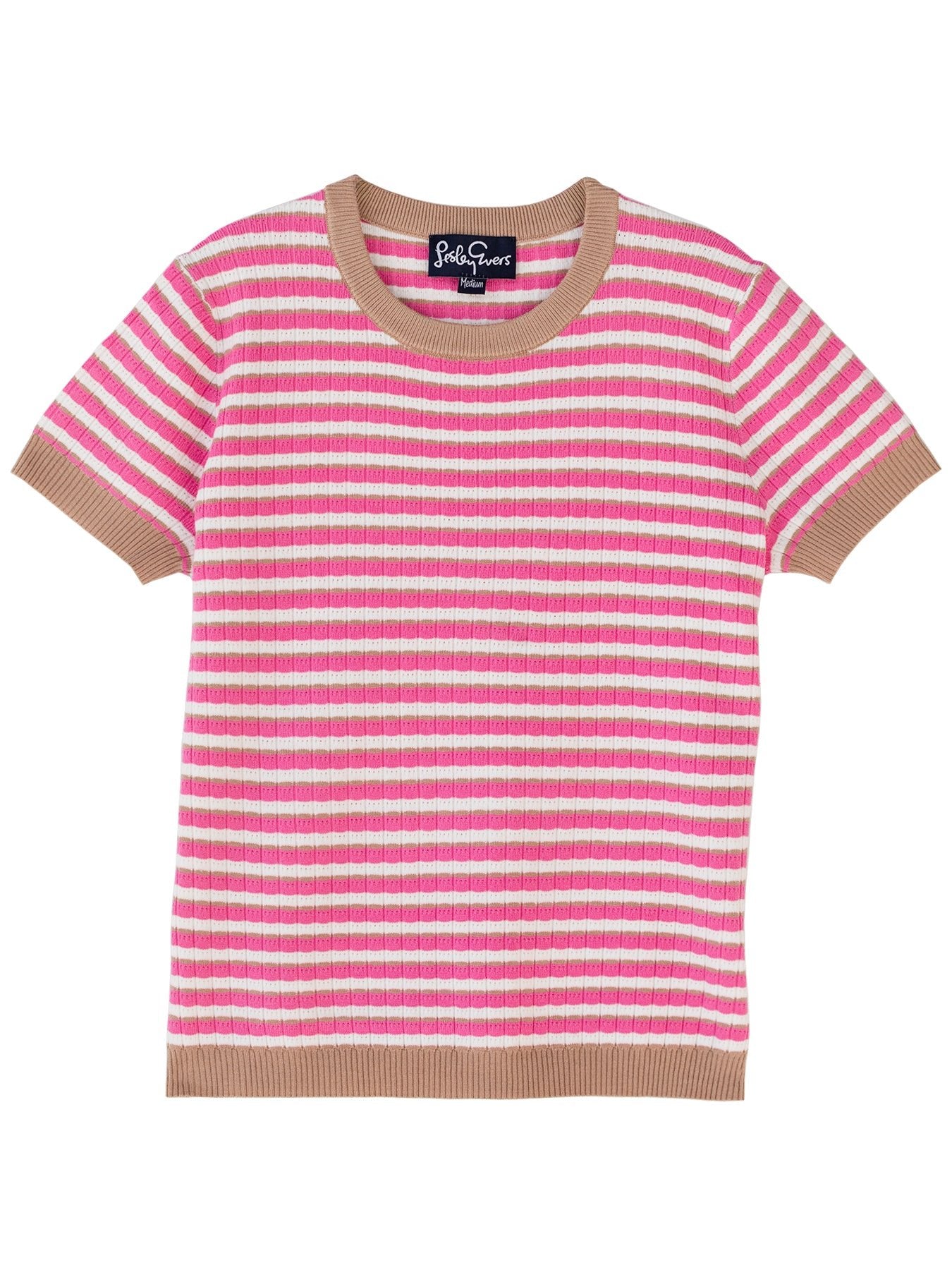 SKYLAR knit top Pink and Khaki - Lesley Evers - knit - knitwear - Shop