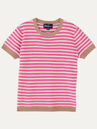 SKYLAR knit top Pink and Khaki - Lesley Evers-knit-knitwear-new