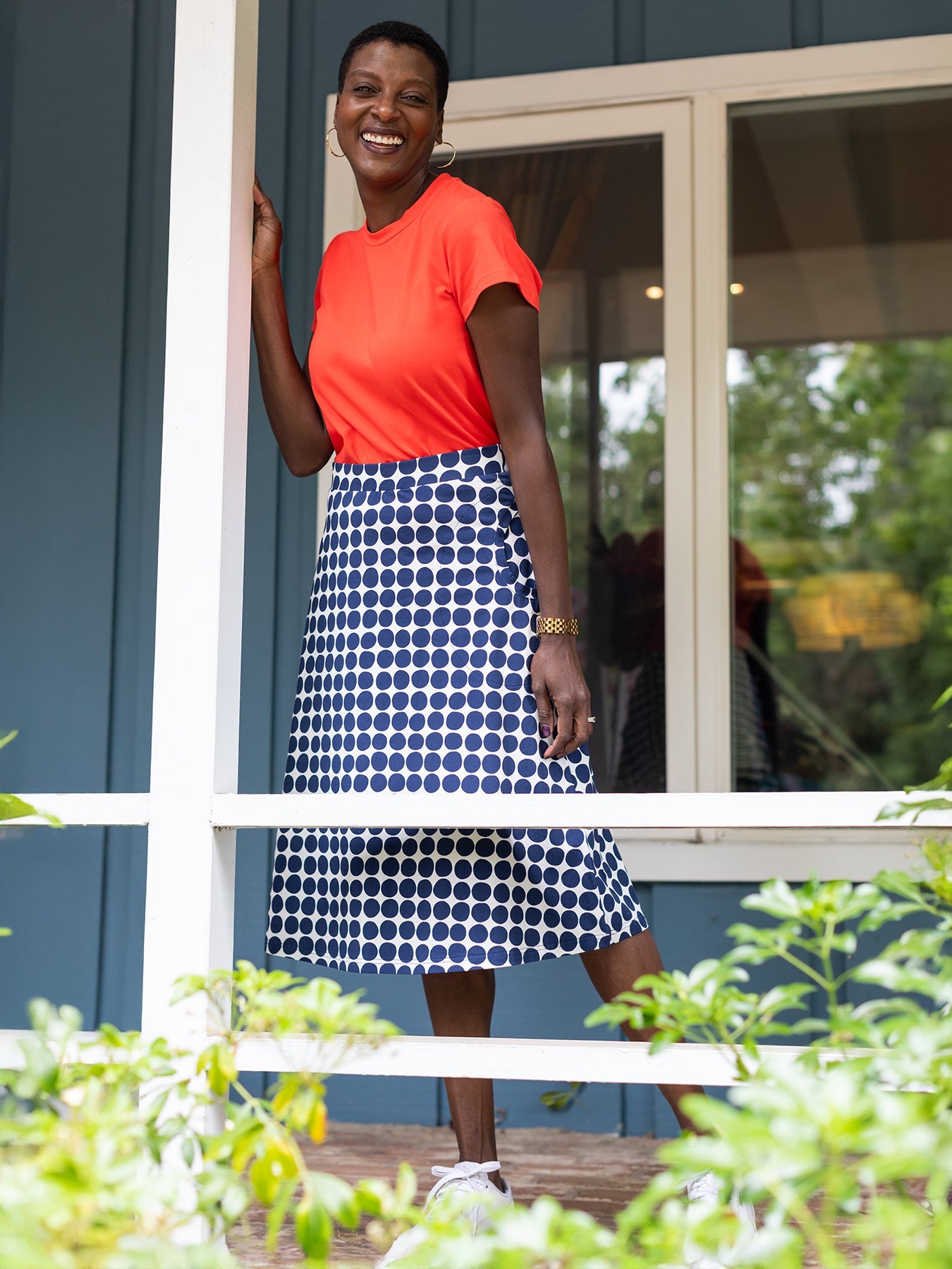SLOAN skirt Navy Dots – Lesley Evers