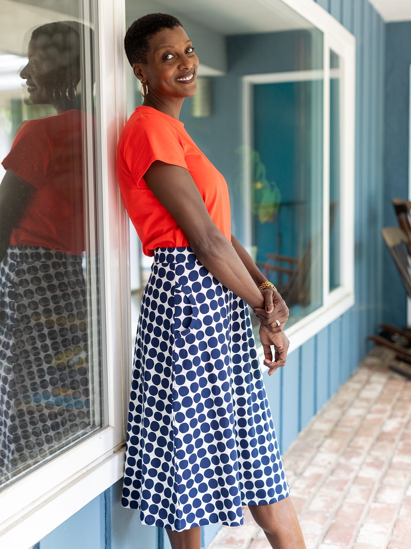 SLOAN skirt Navy Dots – Lesley Evers