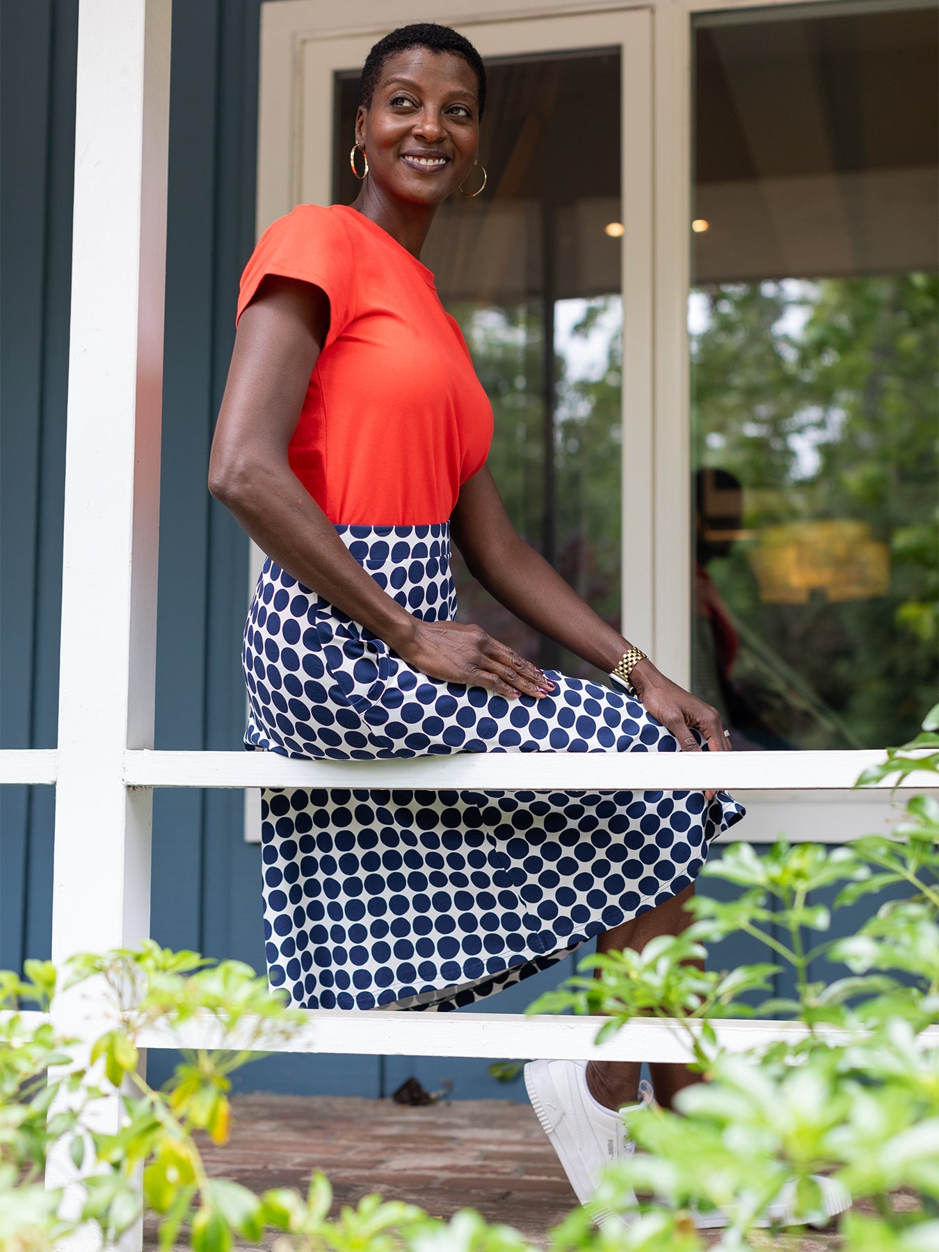 SLOAN skirt Navy Dots – Lesley Evers