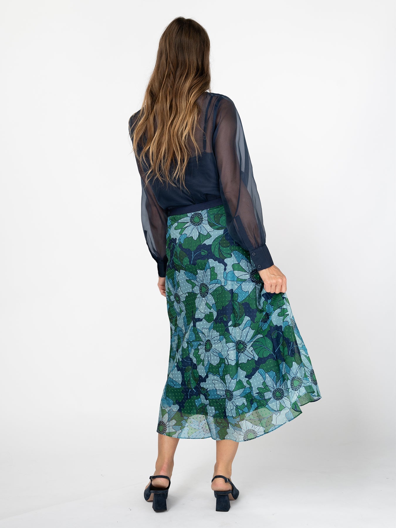 SOPHIE skirt Wild Bloom Navy – Lesley Evers