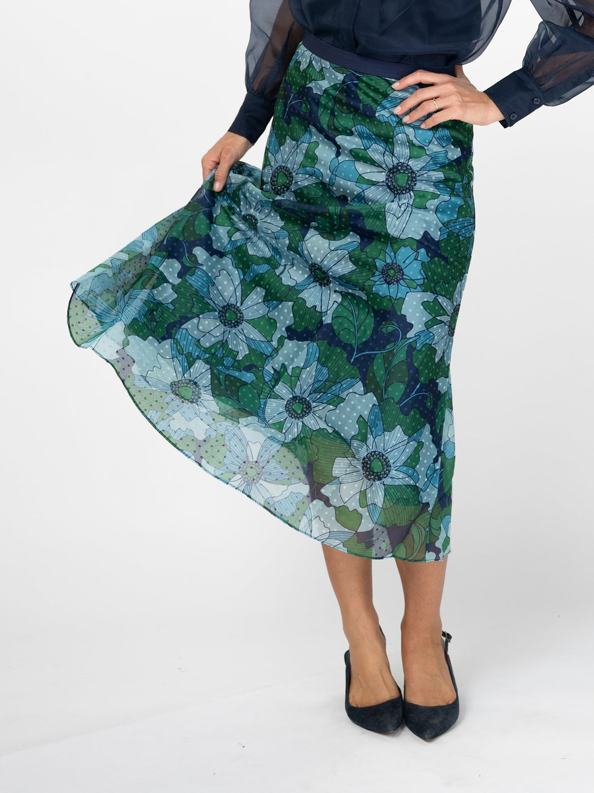 SOPHIE skirt Wild Bloom Navy - Lesley Evers-Bottoms-Shop-Shop/All Products
