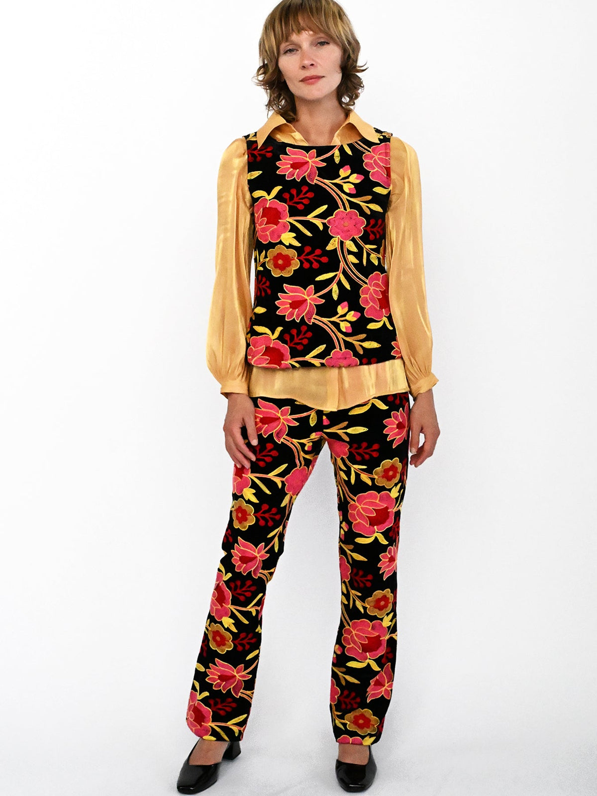 STELLA top Embroidered Velvet Pink - Lesley Evers-Best Seller-new-New Arrivals