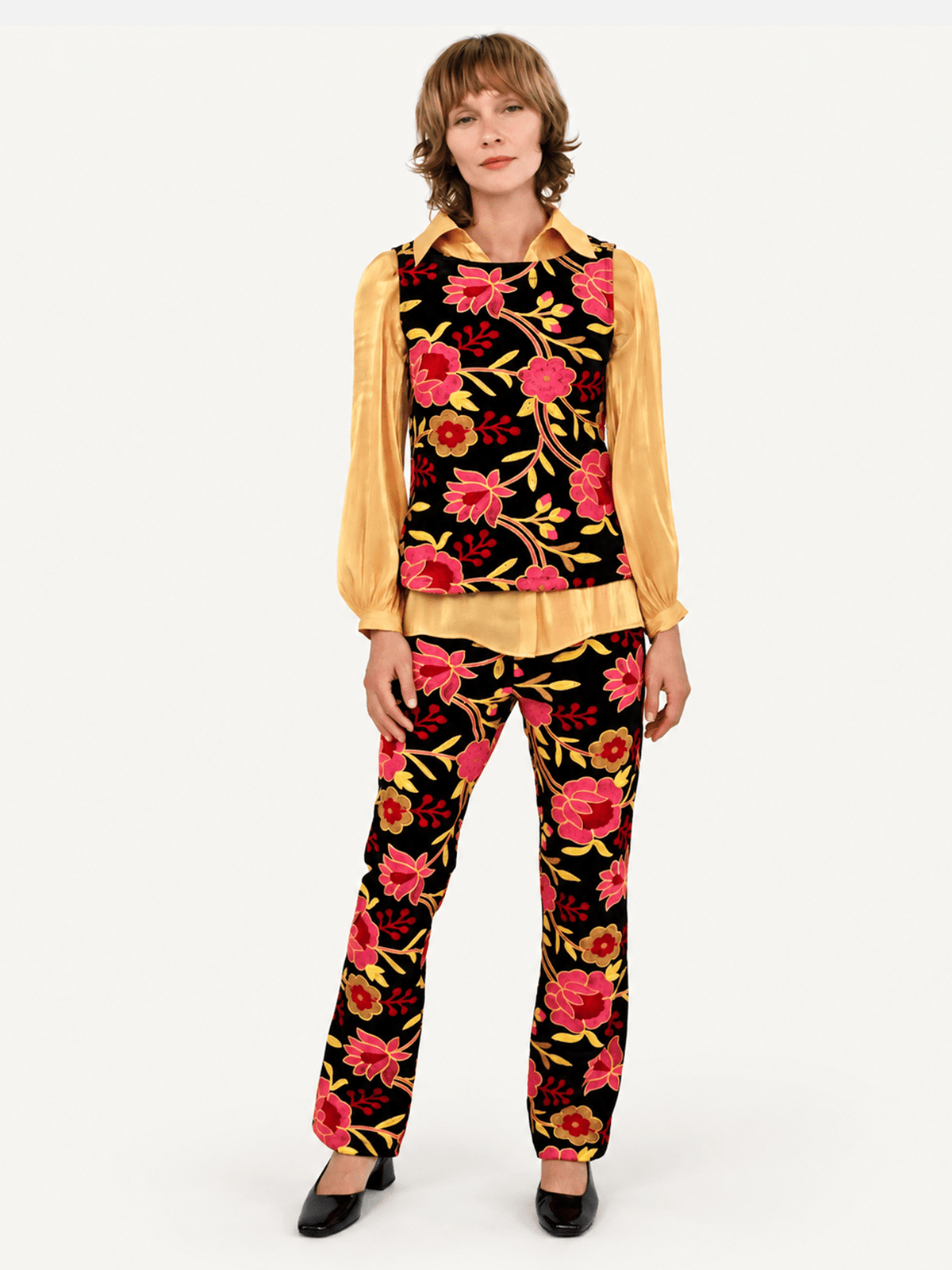 STELLA top Embroidered Velvet Pink - Lesley Evers-Best Seller-new-New Arrivals