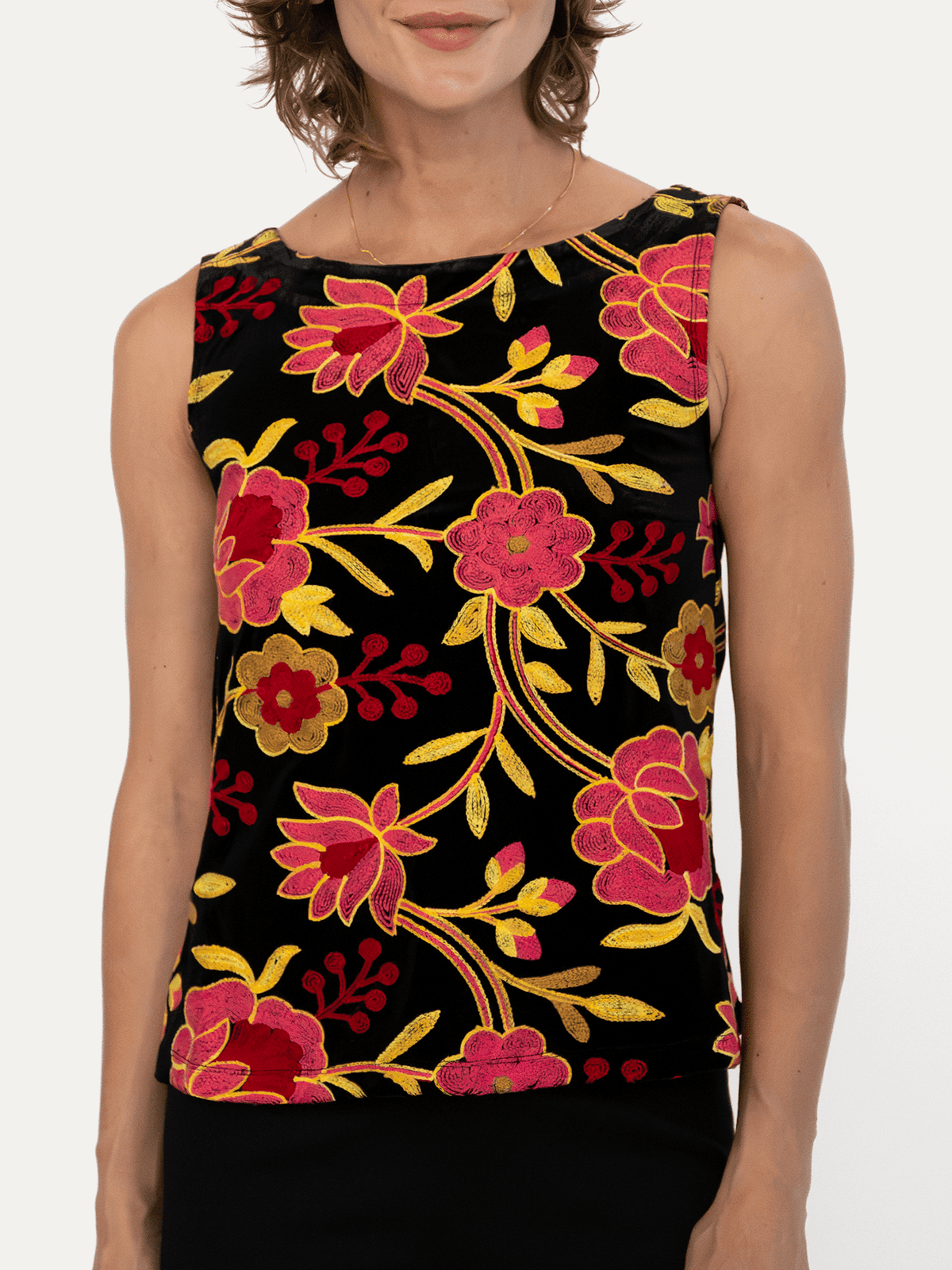 STELLA top Embroidered Velvet Pink - Lesley Evers-Best Seller-new-New Arrivals