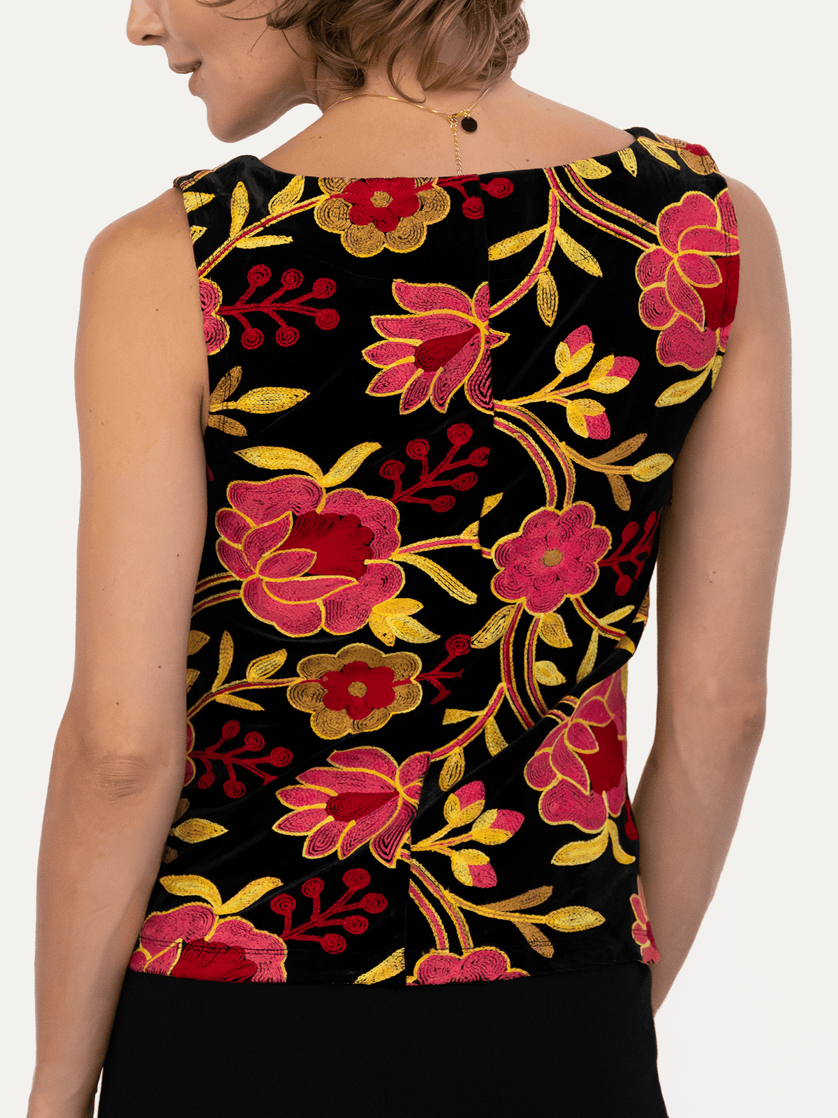STELLA top Embroidered Velvet Pink - Lesley Evers-Best Seller-new-New Arrivals