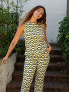 STELLA top Geo Shell Olive and Navy - Lesley Evers - Best Seller - jubilee - New Arrivals