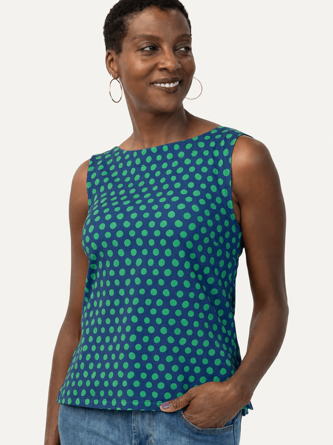 STELLA top Polka Dots Navy and Green - Lesley Evers-Best Seller-jubilee-new