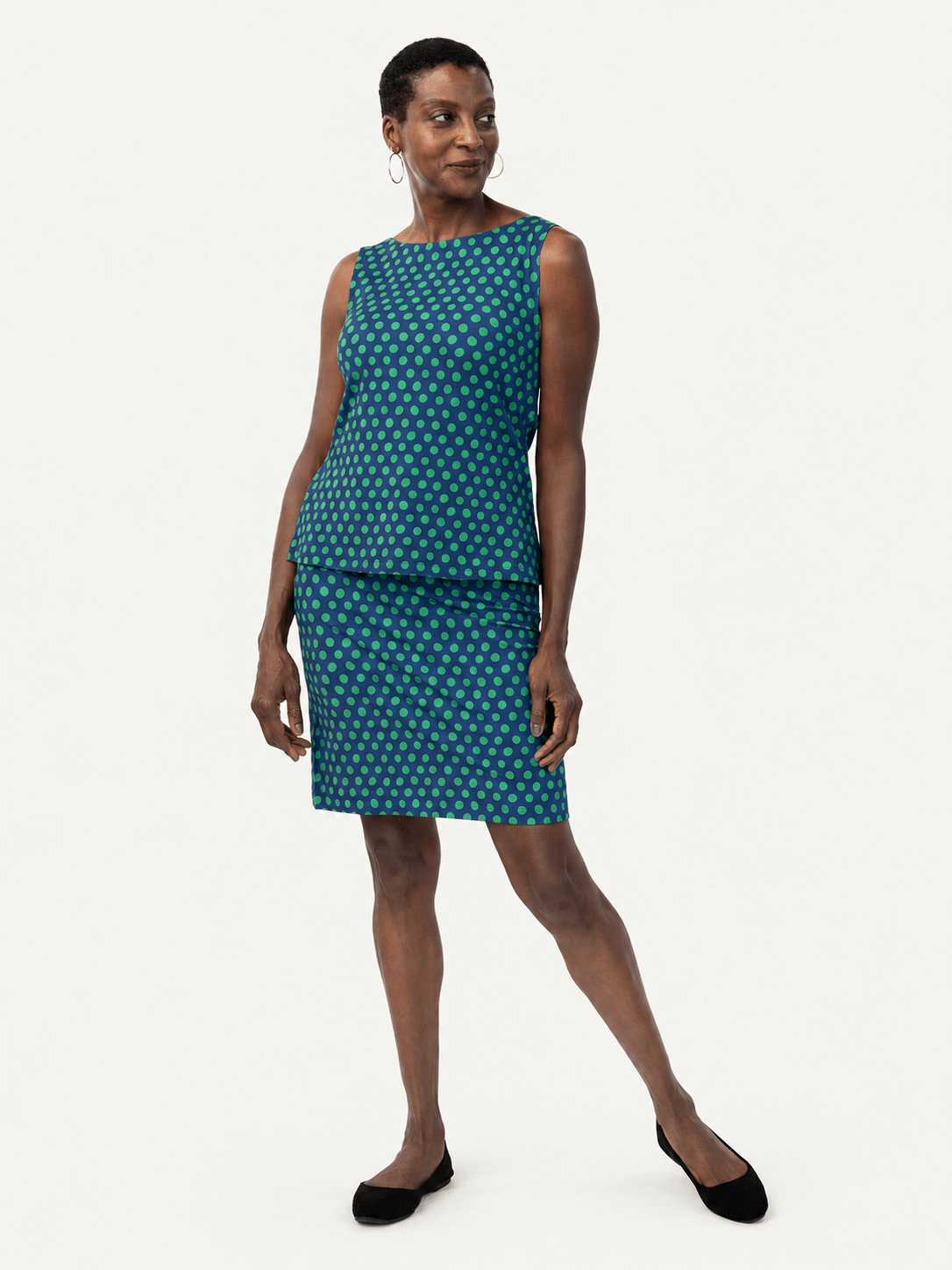 STELLA top Polka Dots Navy and Green - Lesley Evers-Best Seller-jubilee-new
