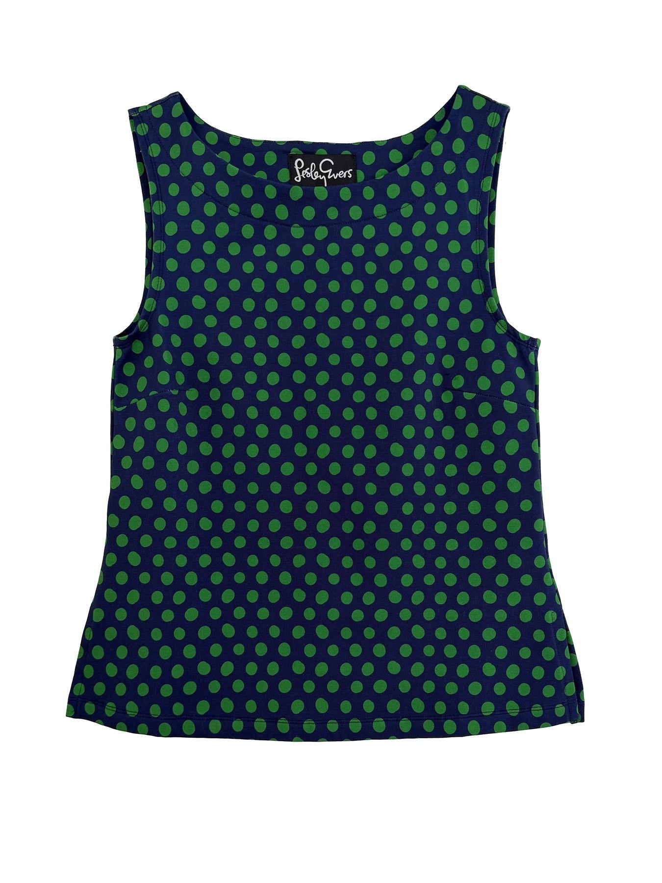 STELLA top Polka Dots Navy and Green - Lesley Evers-Best Seller-jubilee-new