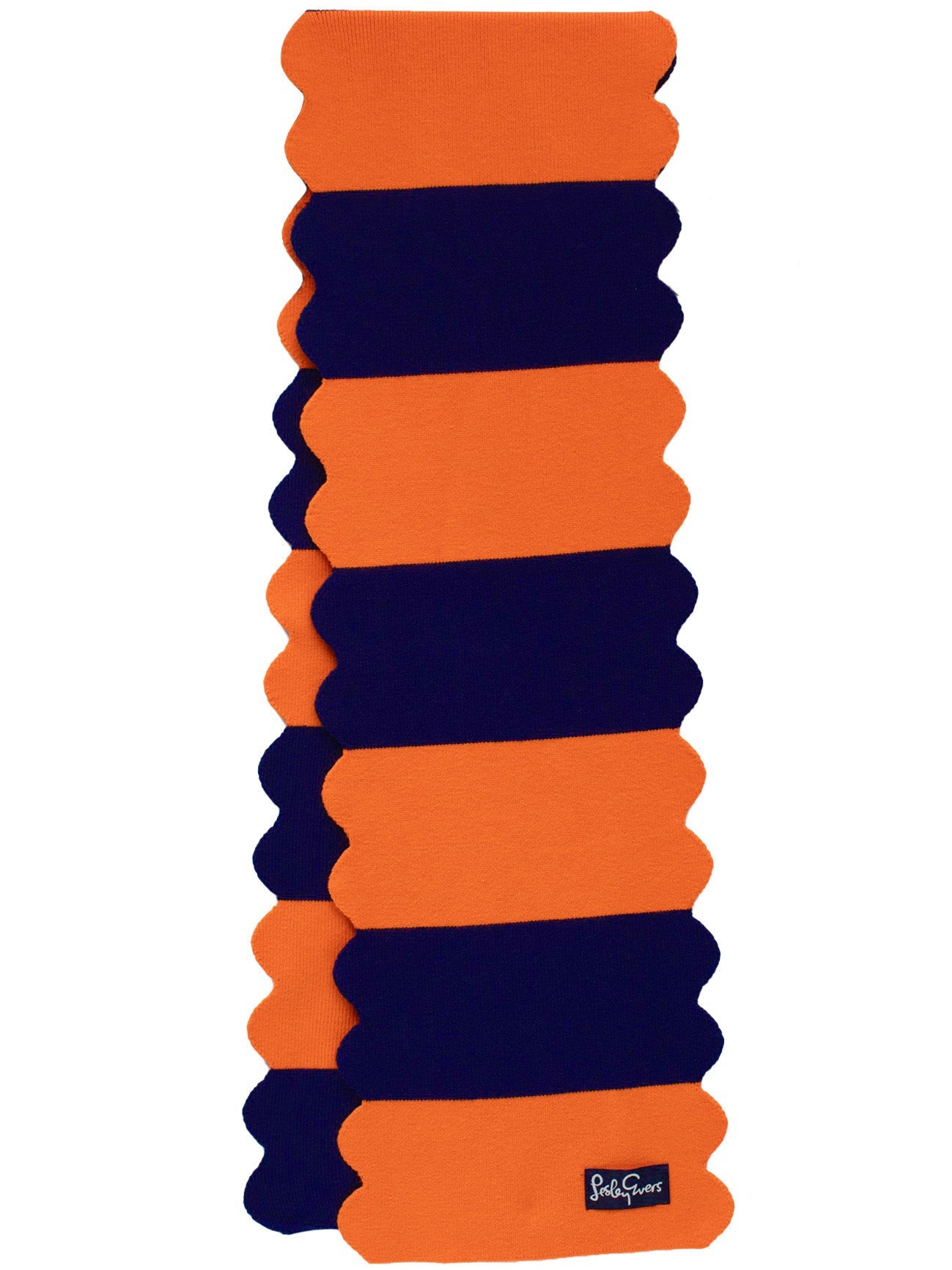 STEVIE scarf Orange and Navy Stripe - Lesley Evers - Accessories - scallop - scallops