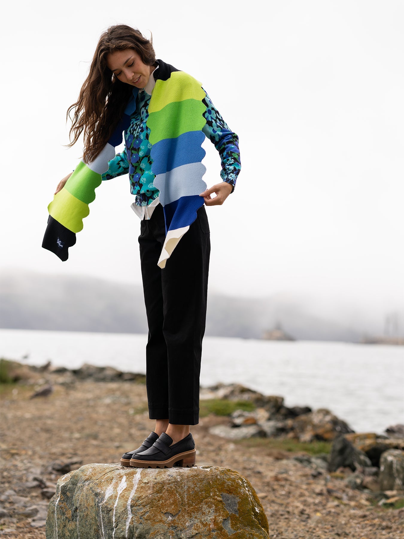 STEVIE scarf Seabreeze Stripe - Lesley Evers - Accessories - scallop - scallops