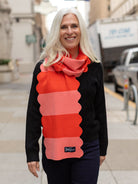 STEVIE scarf Strawberry Pink Stripe - Lesley Evers - Accessories - scallop - scallops