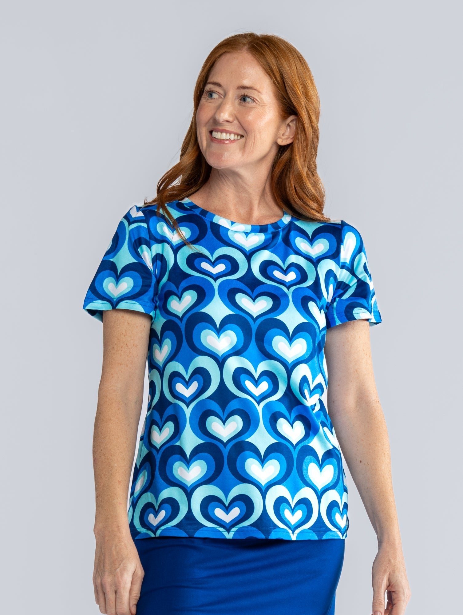 SUZI tee Mod Hearts Blue - Lesley Evers-Best Seller-Shop-Shop/All Products