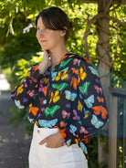 TERESA blouse Butterflies and Moths Brown - Lesley Evers - Best Seller - Shop - Shop/All Products