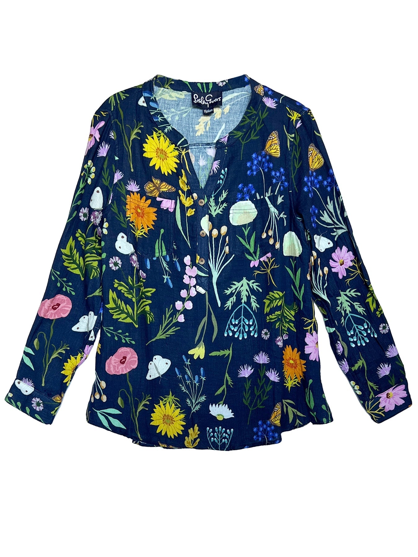 TERESA blouse Prairie Posy Navy - Lesley Evers-Best Seller-Shop-Shop/All Products