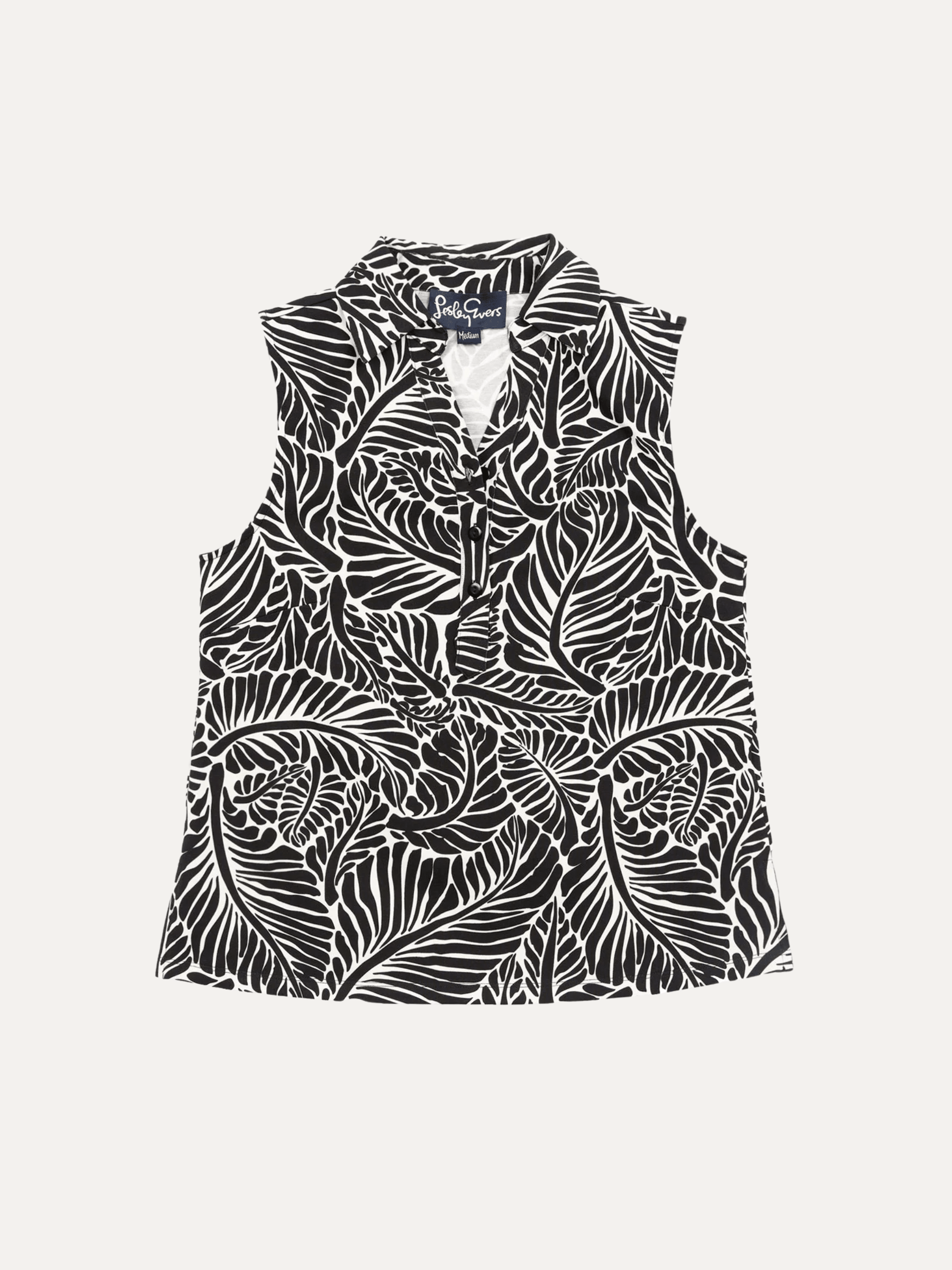 TESSA top Frond Black - Lesley Evers-Button Top-clothing-colorful
