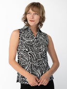 TESSA top Frond Black - Lesley Evers-Button Top-clothing-colorful