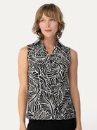 TESSA top Frond Black - Lesley Evers-Button Top-clothing-colorful