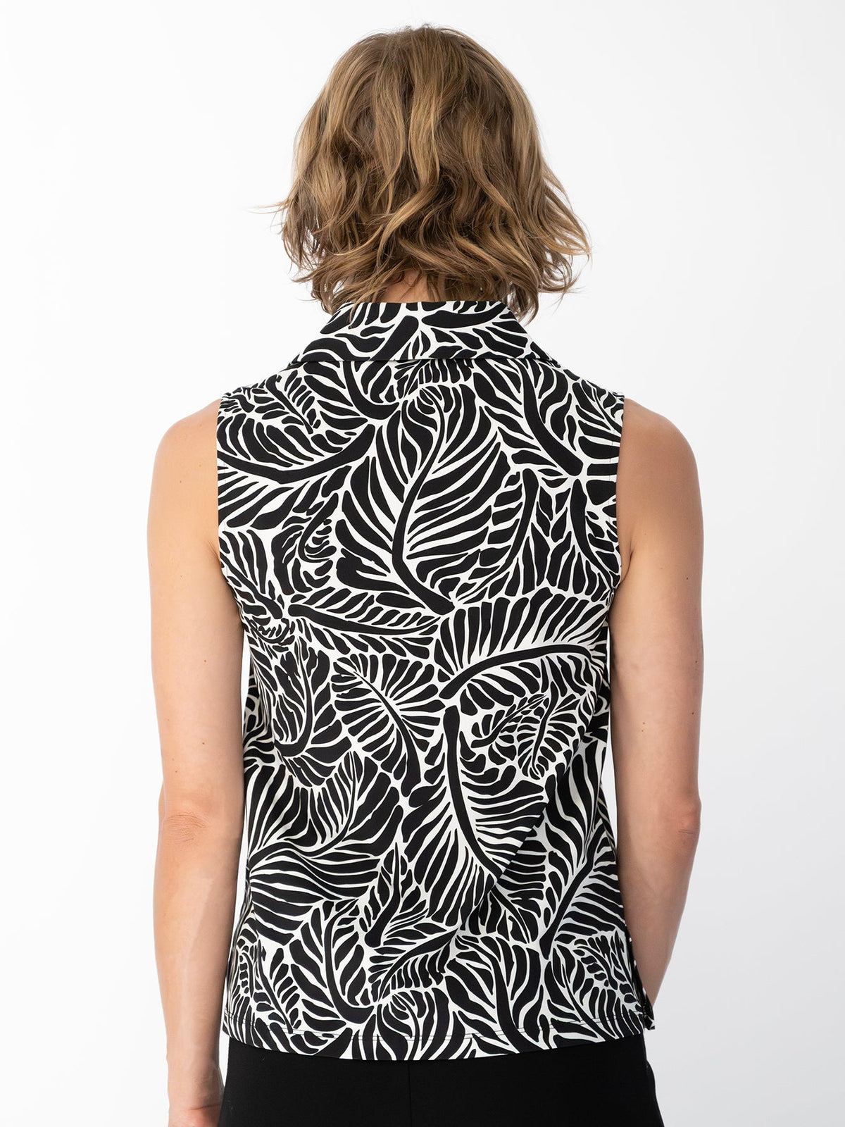 TESSA top Frond Black - Lesley Evers-Button Top-clothing-colorful