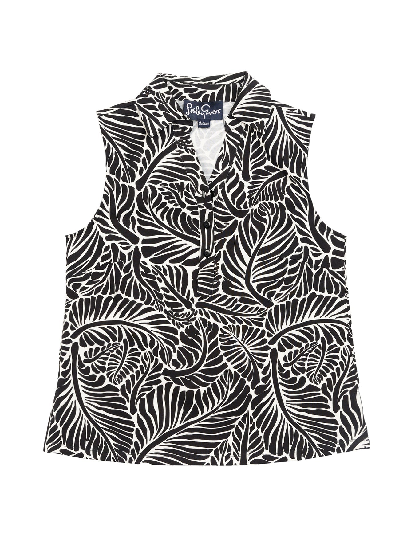 TESSA top Frond Black - Lesley Evers - Button Top - clothing - colorful