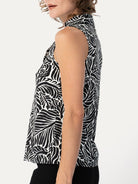 TESSA top Frond Black - Lesley Evers-Button Top-clothing-colorful