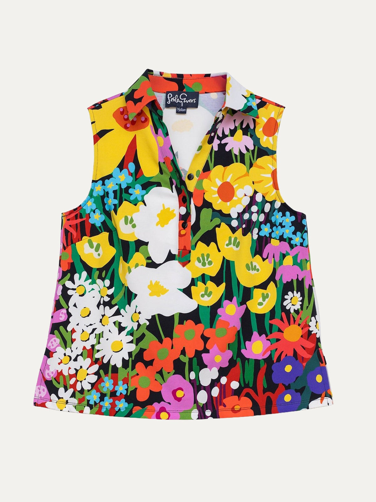 TESSA top Garden Party - Lesley Evers-Button Top-clothing-colorful