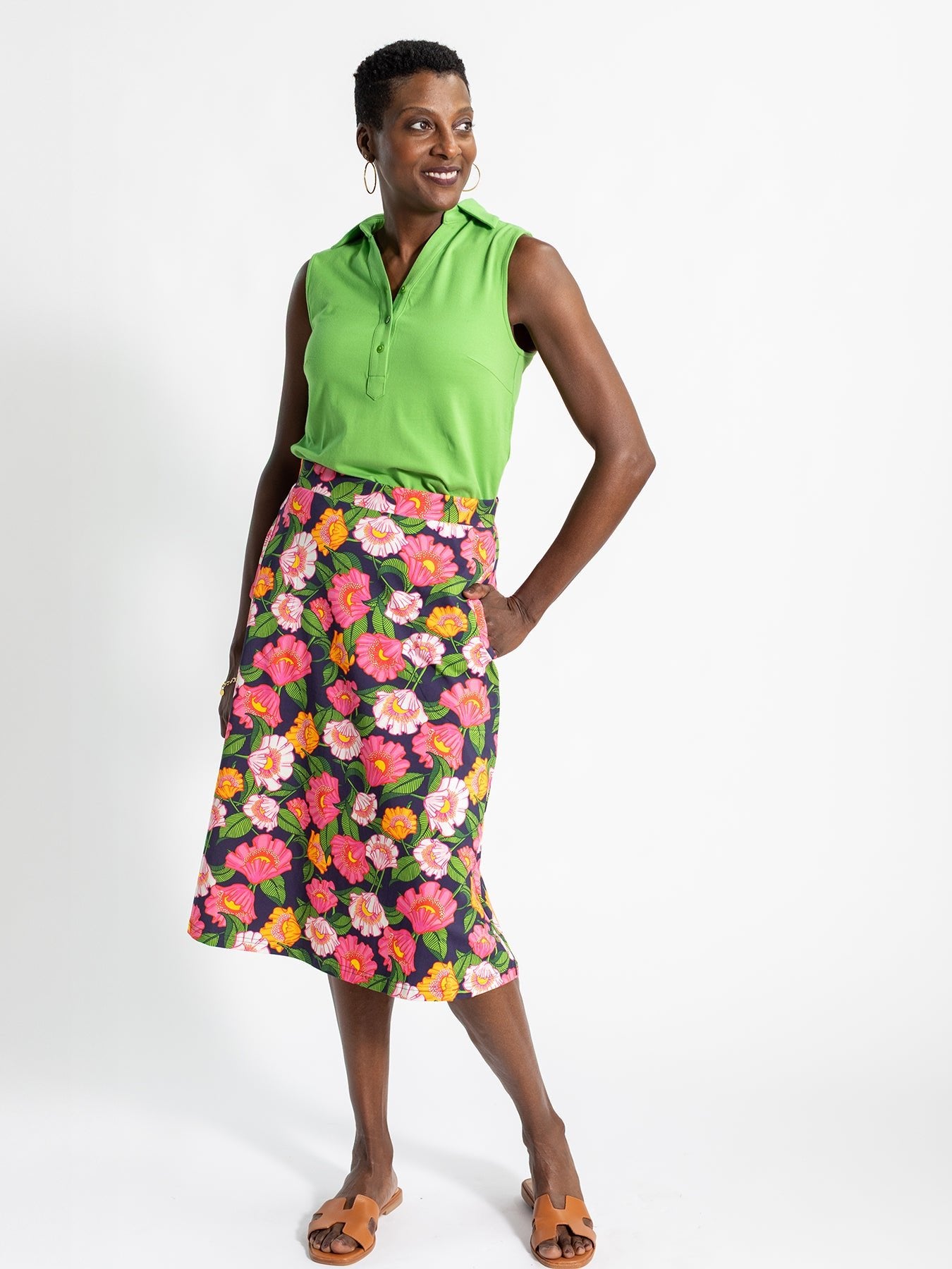 TESSA top Green - Lesley Evers - Button Top - clothing - colorful