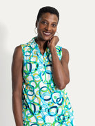 TESSA top Loops Blue - Lesley Evers-Button Top-clothing-colorful