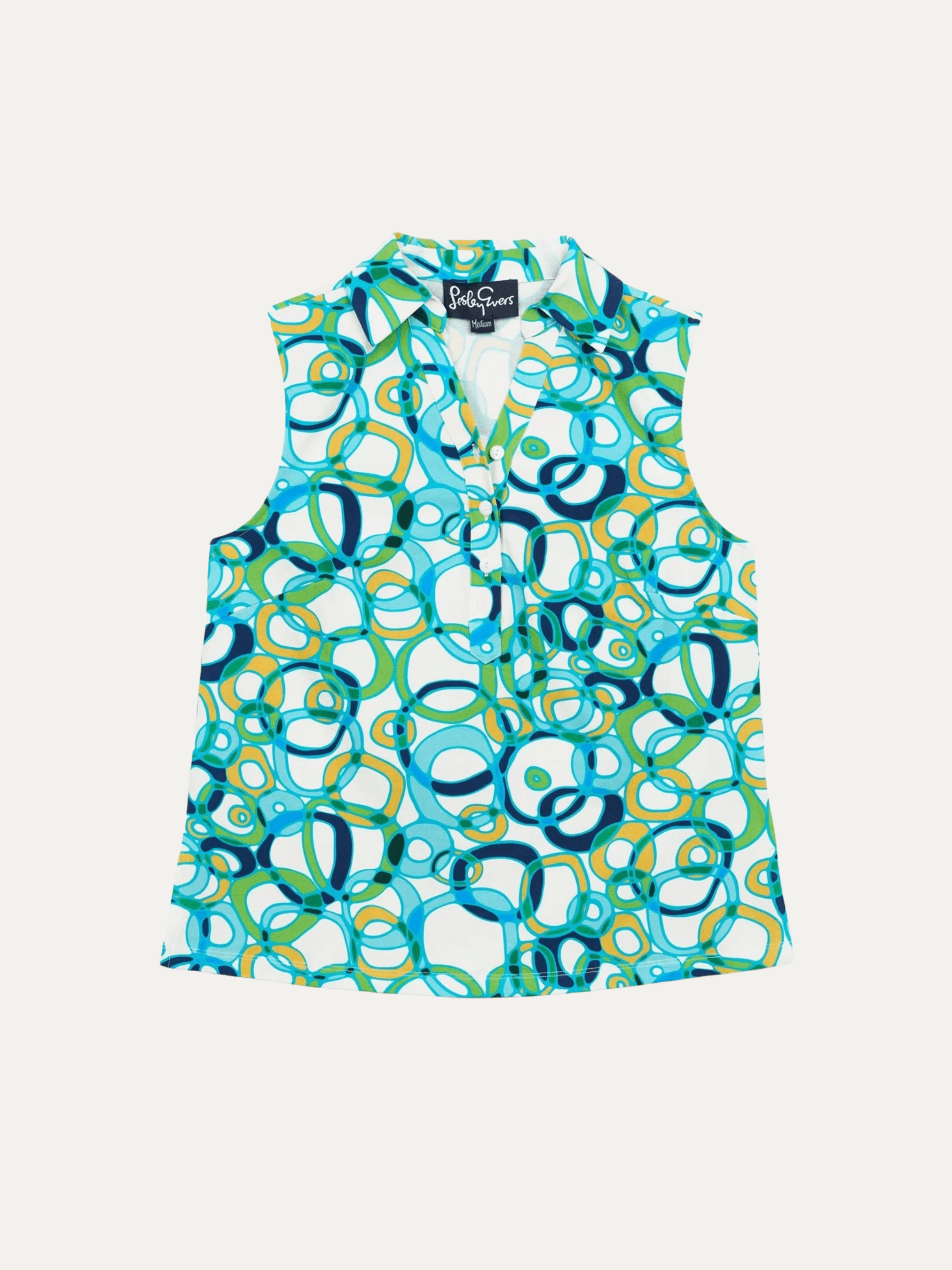 TESSA top Loops Blue - Lesley Evers-Button Top-clothing-colorful