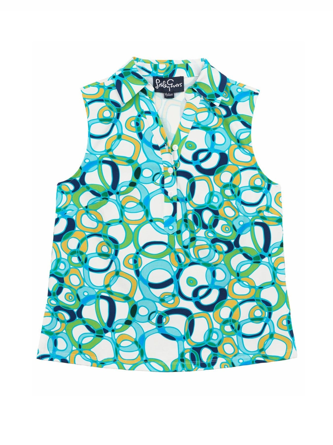 TESSA top Loops Blue - Lesley Evers - Button Top - clothing - colorful