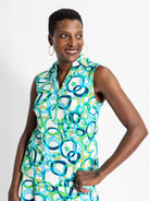 TESSA top Loops Blue - Lesley Evers - Button Top - clothing - colorful