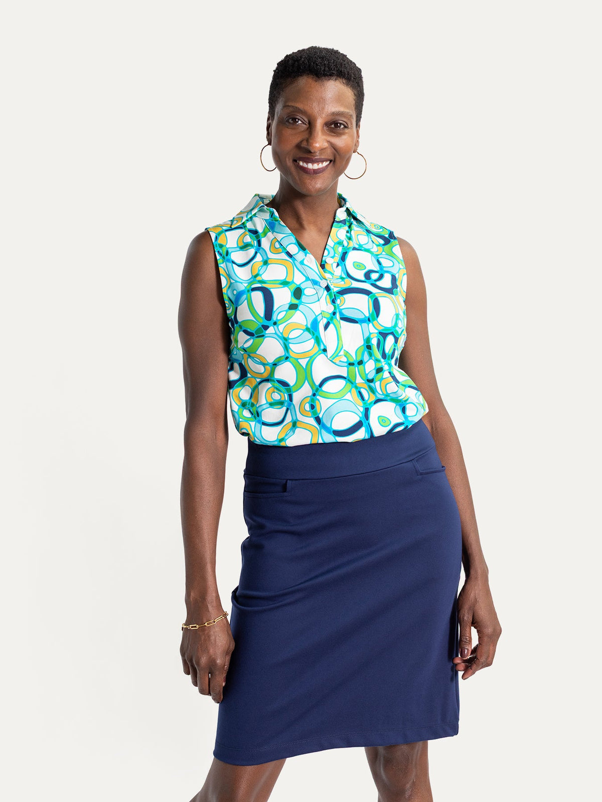 TESSA top Loops Blue - Lesley Evers-Button Top-clothing-colorful