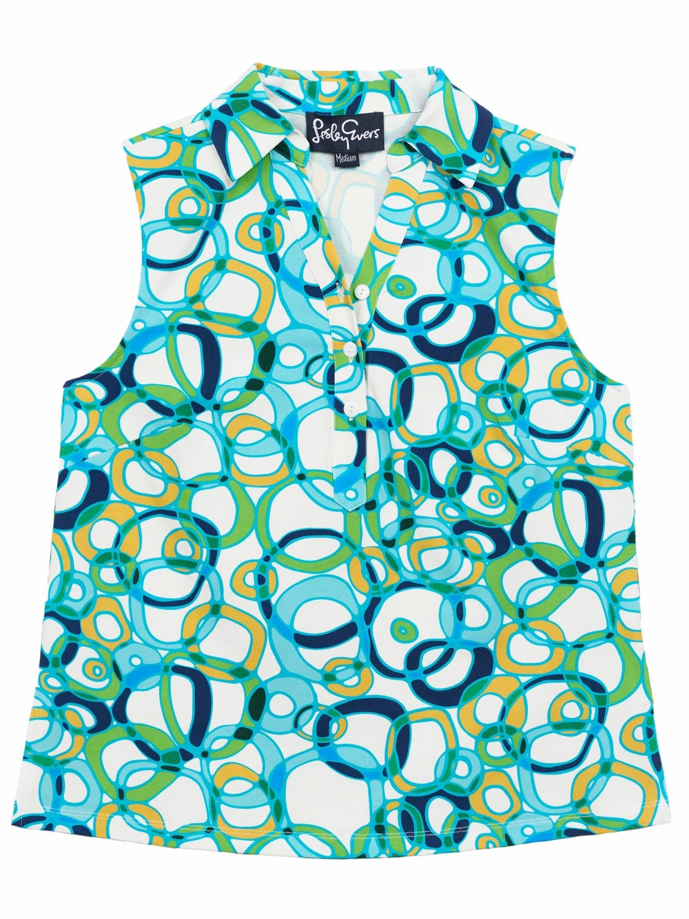 TESSA top Loops Blue - Lesley Evers - Button Top - clothing - colorful