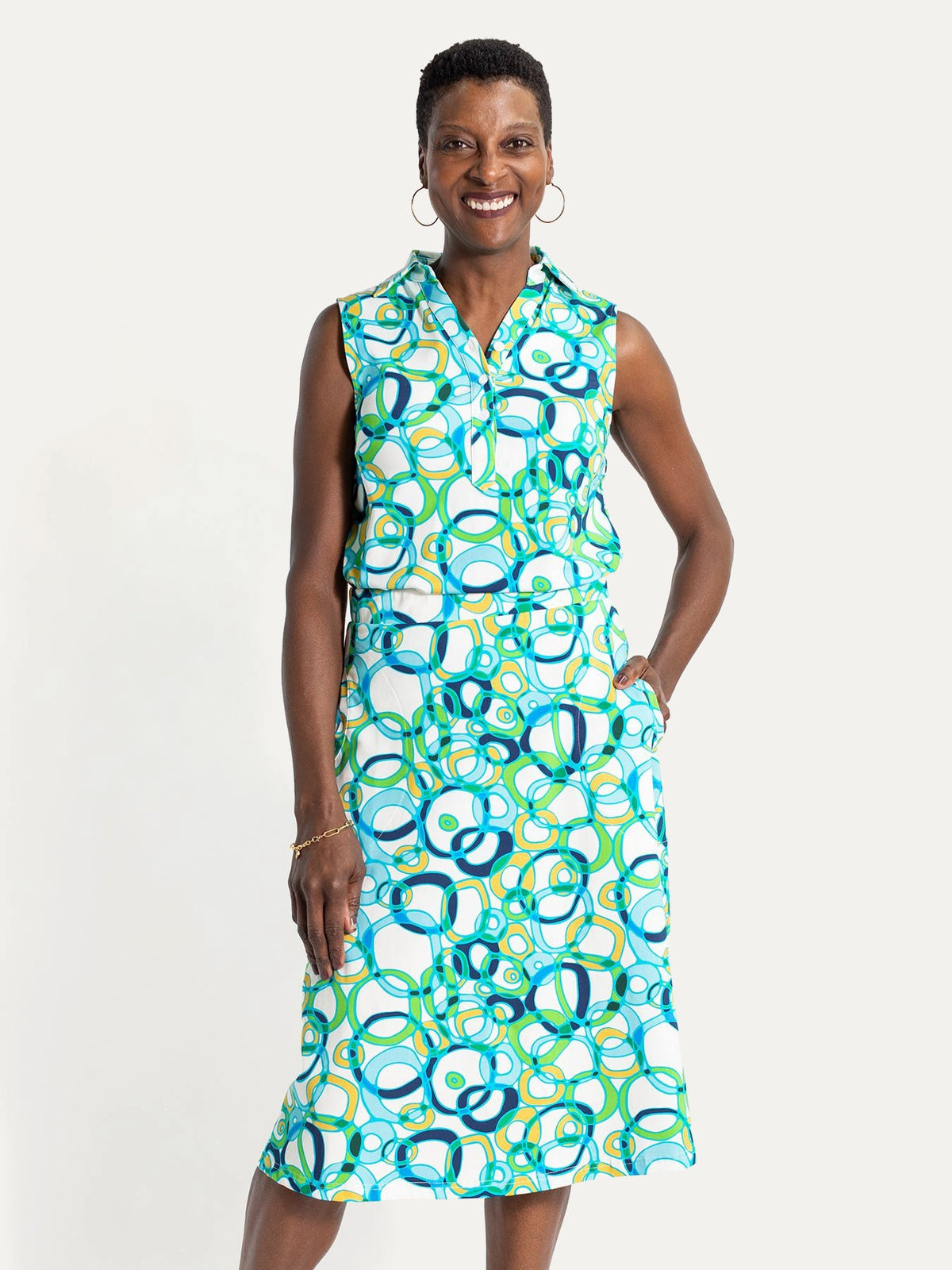 TESSA top Loops Blue - Lesley Evers-Button Top-clothing-colorful