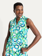 TESSA top Loops Blue - Lesley Evers-Button Top-clothing-colorful
