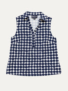 TESSA top Navy Dots - Lesley Evers-Button Top-clothing-colorful