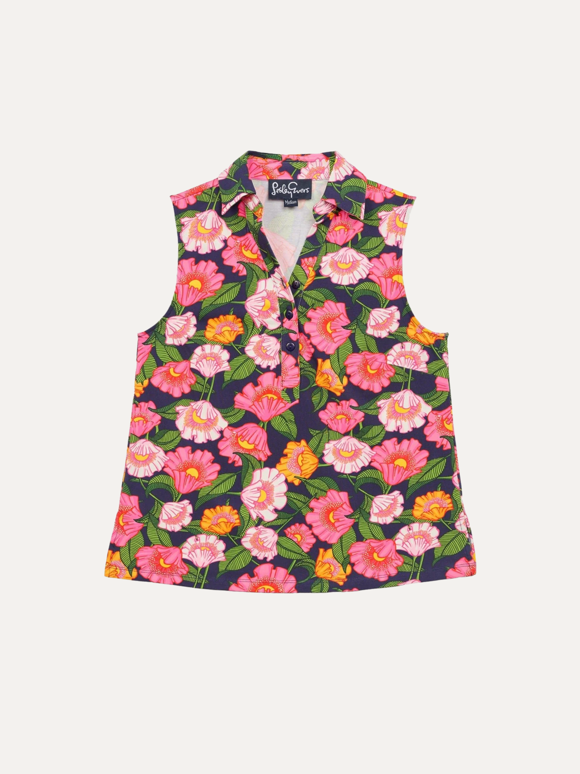 TESSA top Secret Garden Pink - Lesley Evers-Button Top-clothing-colorful