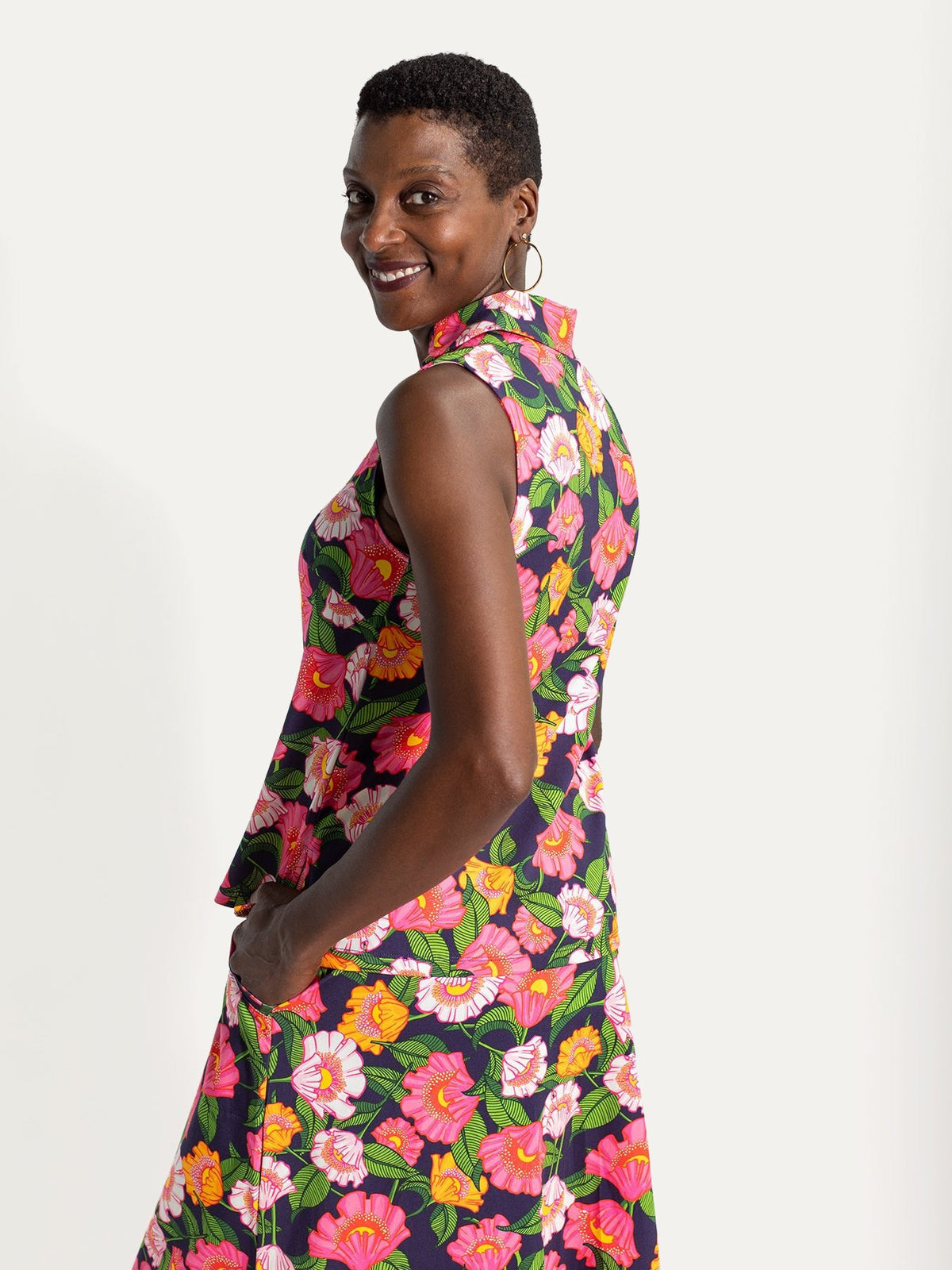 TESSA top Secret Garden Pink - Lesley Evers-Button Top-clothing-colorful