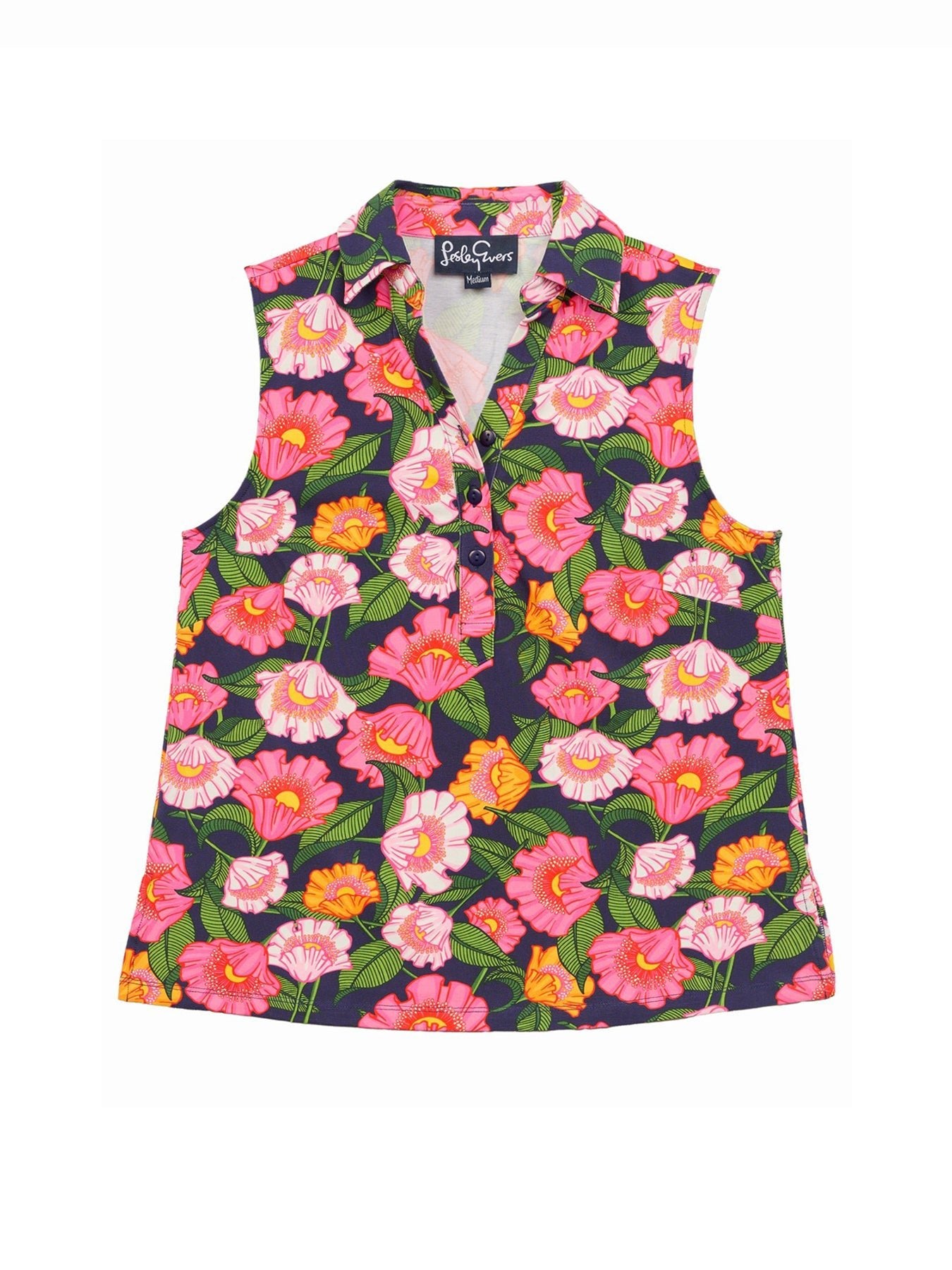 TESSA top Secret Garden Pink - Lesley Evers - Button Top - clothing - colorful