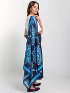 THEA scarf Perched Blue - Lesley Evers - Accessories - cotton silk - gifts under $75